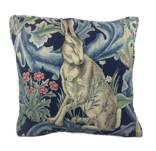 William Morris - Forest - Indigo Linen - Cushion Cover Throw Pillow Designer Home Decor.