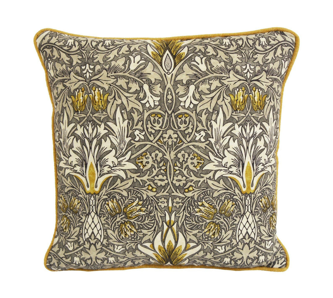 William Morris - Snakeshead - Pewter / Gold - Stunning Contrast Piped Cushion Cover Throw Pillow Home Decor.
