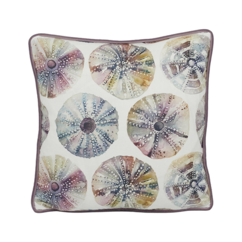 Voyage - Sea Urchins - Abalone - Painterly Watercolour Seaside Contrast Piped Cushion Cover - Handmade Throw Pillow - Designer Home Décor.