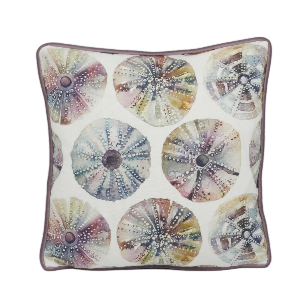 Voyage - Sea Urchins - Abalone - Painterly Watercolour Seaside Contrast Piped Cushion Cover - Handmade Throw Pillow - Designer Home Décor.