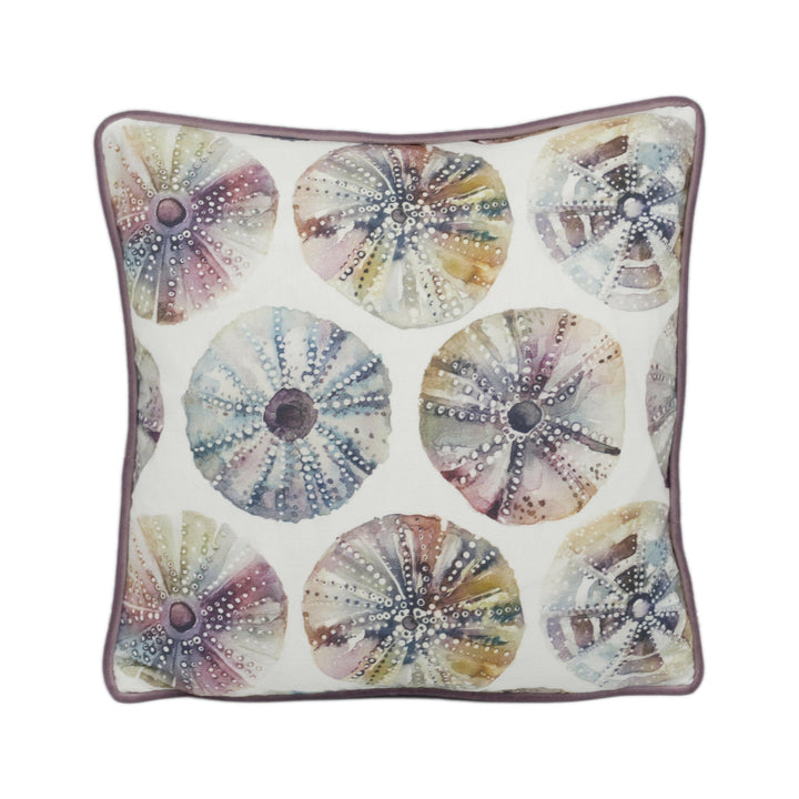 Voyage - Sea Urchins - Abalone - Painterly Watercolour Seaside Contrast Piped Cushion Cover - Handmade Throw Pillow - Designer Home Décor.