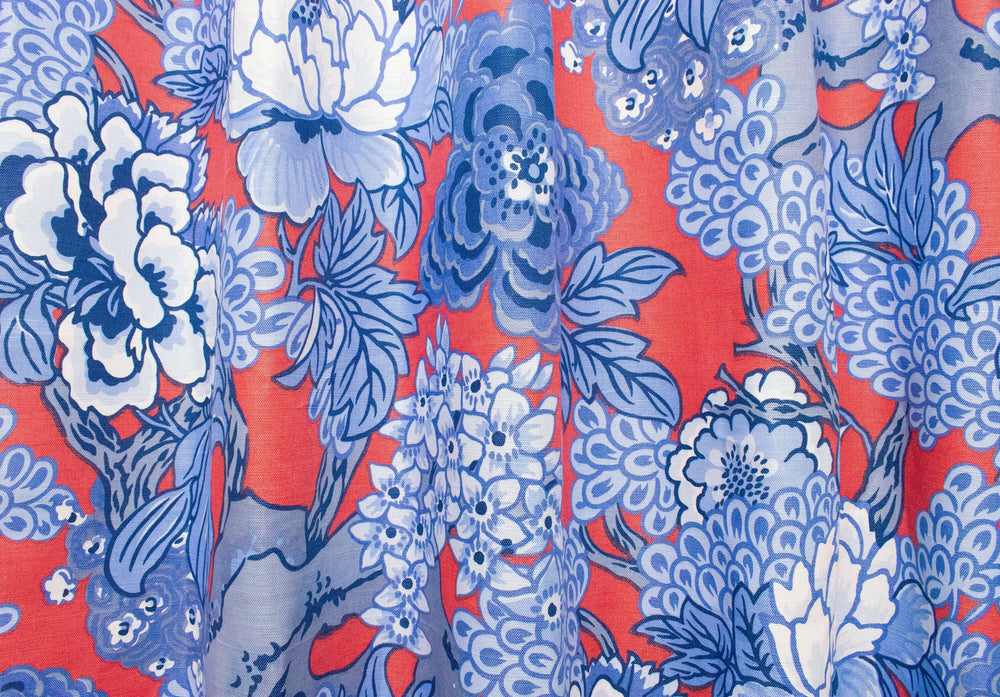 Thibaut - Honshu - Red and Blue - Made to Measure Curtains - draper panels Designer Home Décor.
