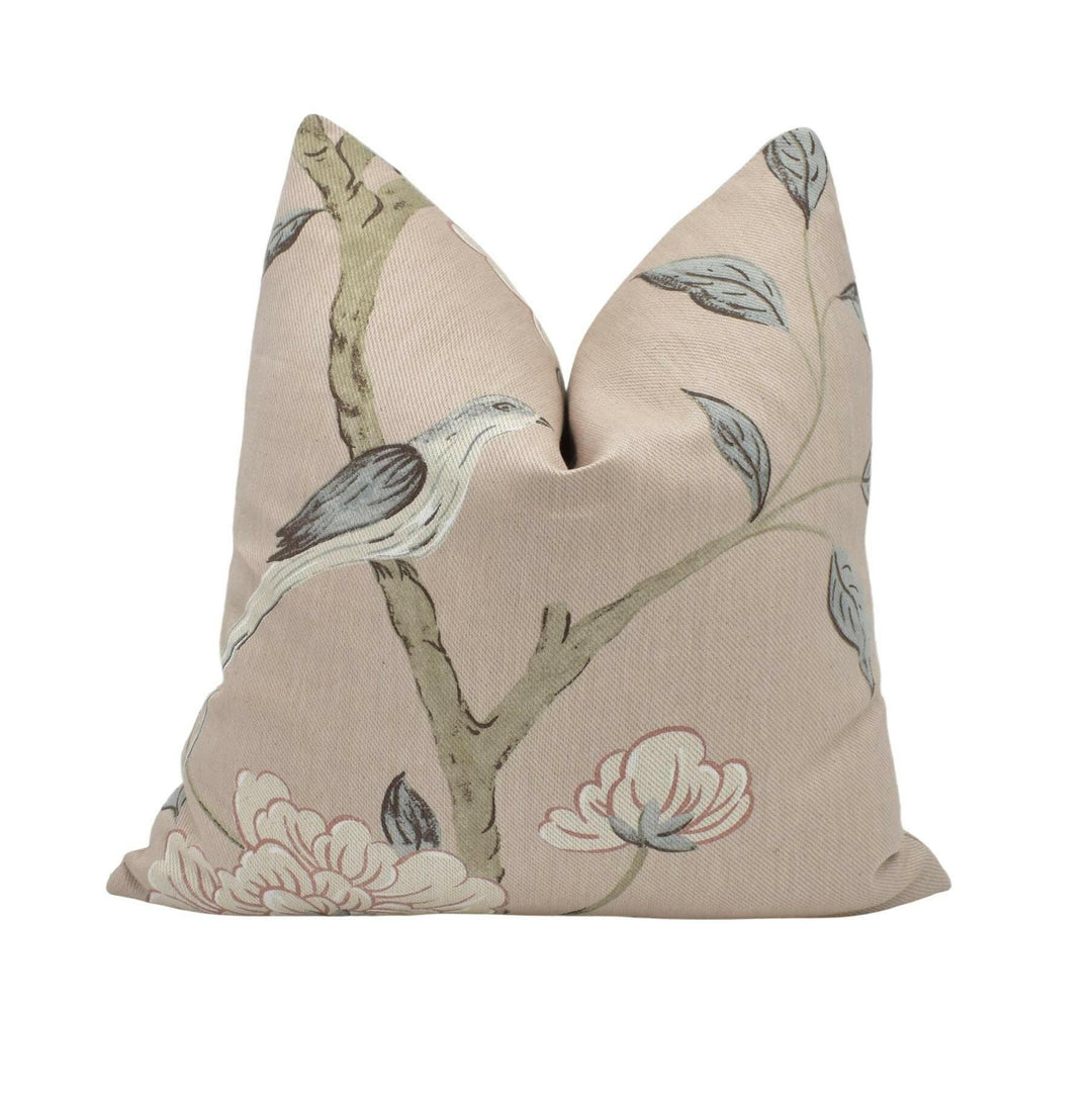 Zoffany - Eleonora Print - Tuscan Pink - Elegant Romantic Designer Cushion Cover - Swedish Inspired Pillow Cover - Pink Custom Floral Pillow.