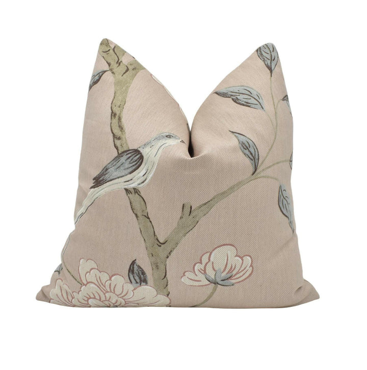 Zoffany - Eleonora Print - Tuscan Pink - Elegant Romantic Designer Cushion Cover - Swedish Inspired Pillow Cover - Pink Custom Floral Pillow.