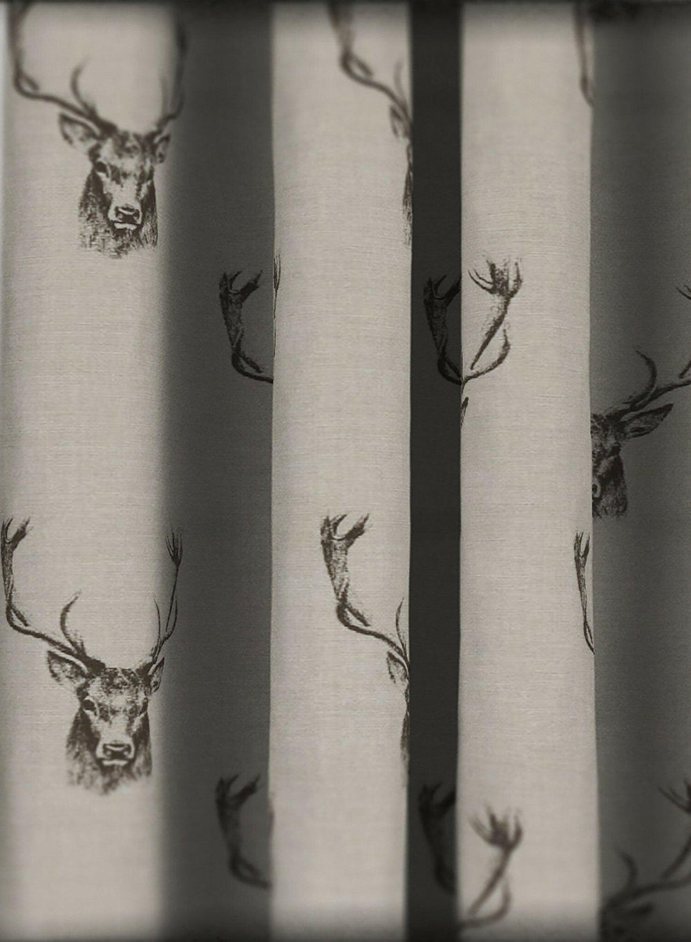 Fryetts - Stags - Charcoal - Made to Measure Curtains + buy by the metre.