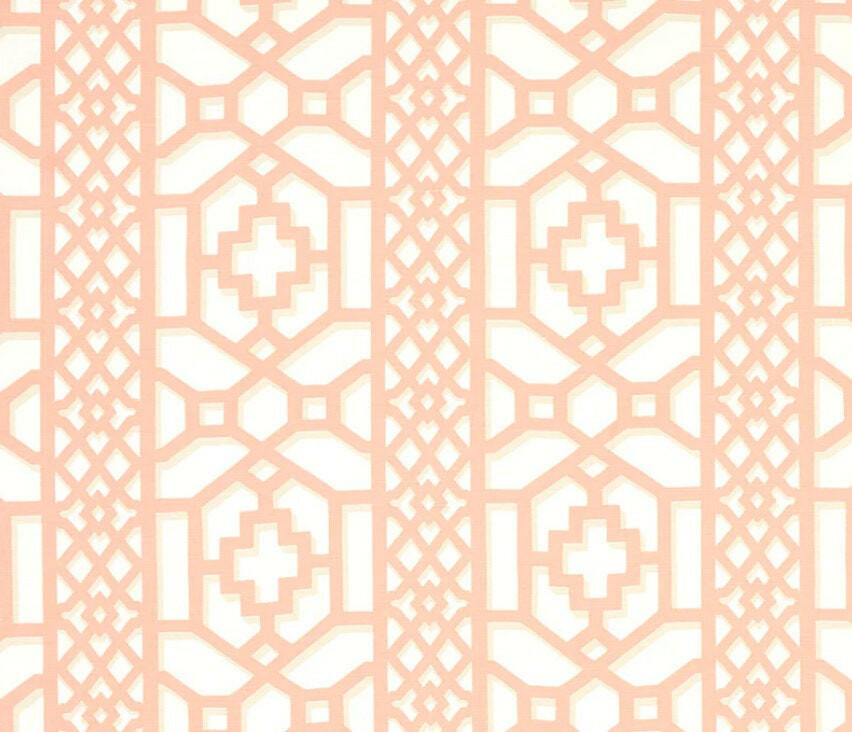 Schumacher - Zanzibar Trellis - Coral - Elsie de Wolfe Inspired Designer Cushion Cover - Handmade Throw Pillow - Luxury Home Decor.
