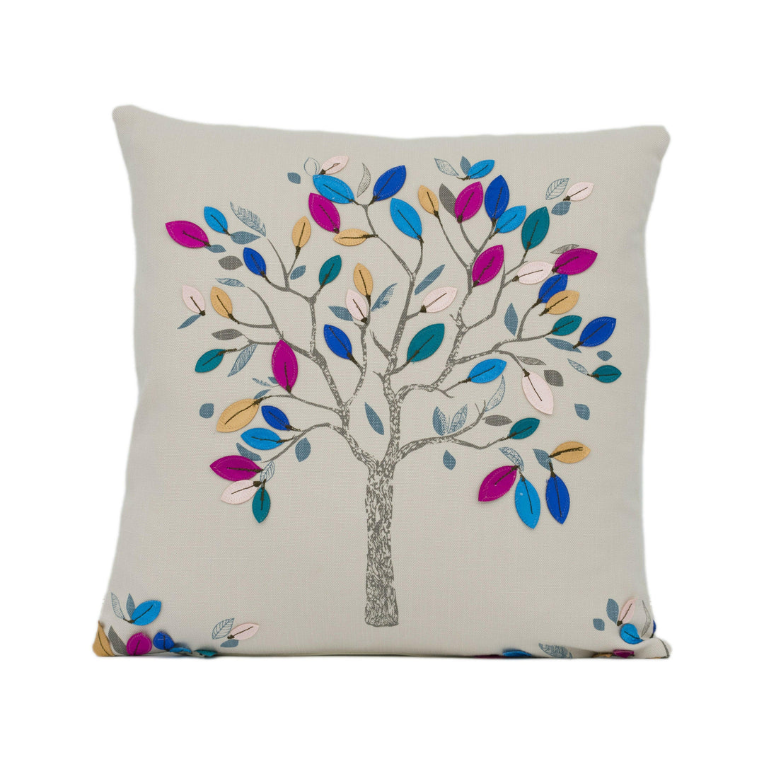 Voyage - Rinjani - Winter - Colourful Applique Tree Cushion Cover - Handmade Throw Pillow Designer Home Décor.