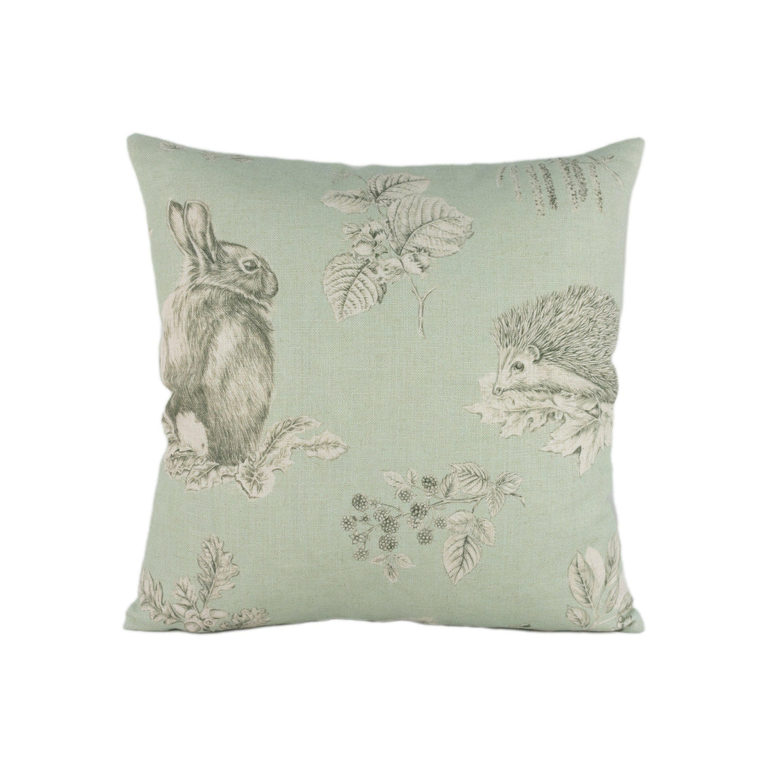 Sanderson - Squirrel & Hedgehog - Seaspray / Charcoal - Stunning Designer Cushion Cover Home Décor Throw Pillow.