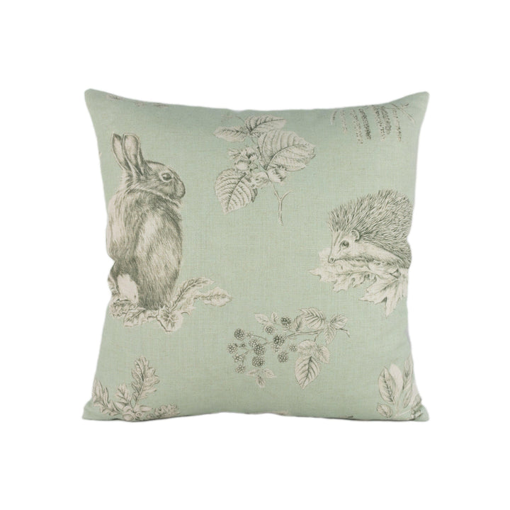 Sanderson - Squirrel & Hedgehog - Seaspray / Charcoal - Stunning Designer Cushion Cover Home Décor Throw Pillow.