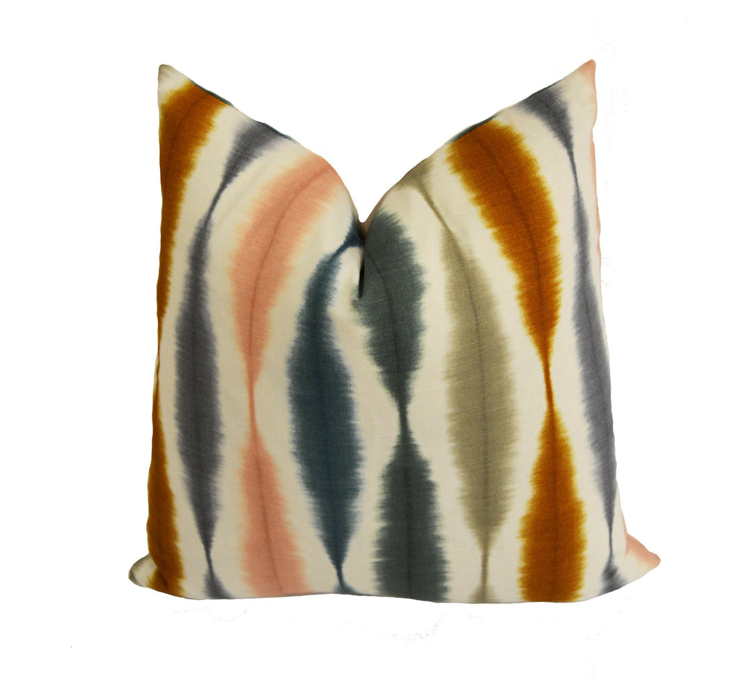 Scion - Usuko - Olive / Ginger / Teal  - Japanese and Ikat Inspired Cushion Cover - Handmade Throw Pillow Designer Home Decor.