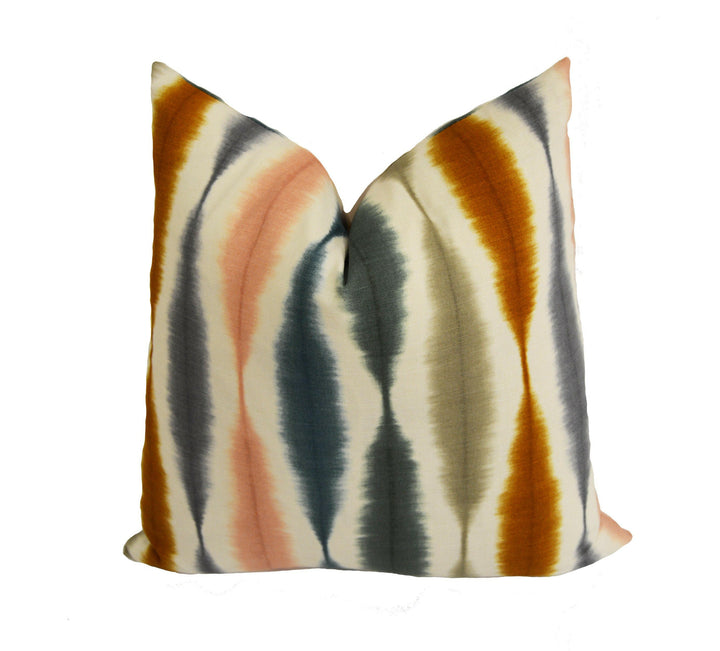 Scion - Usuko - Olive / Ginger / Teal  - Japanese and Ikat Inspired Cushion Cover - Handmade Throw Pillow Designer Home Decor.
