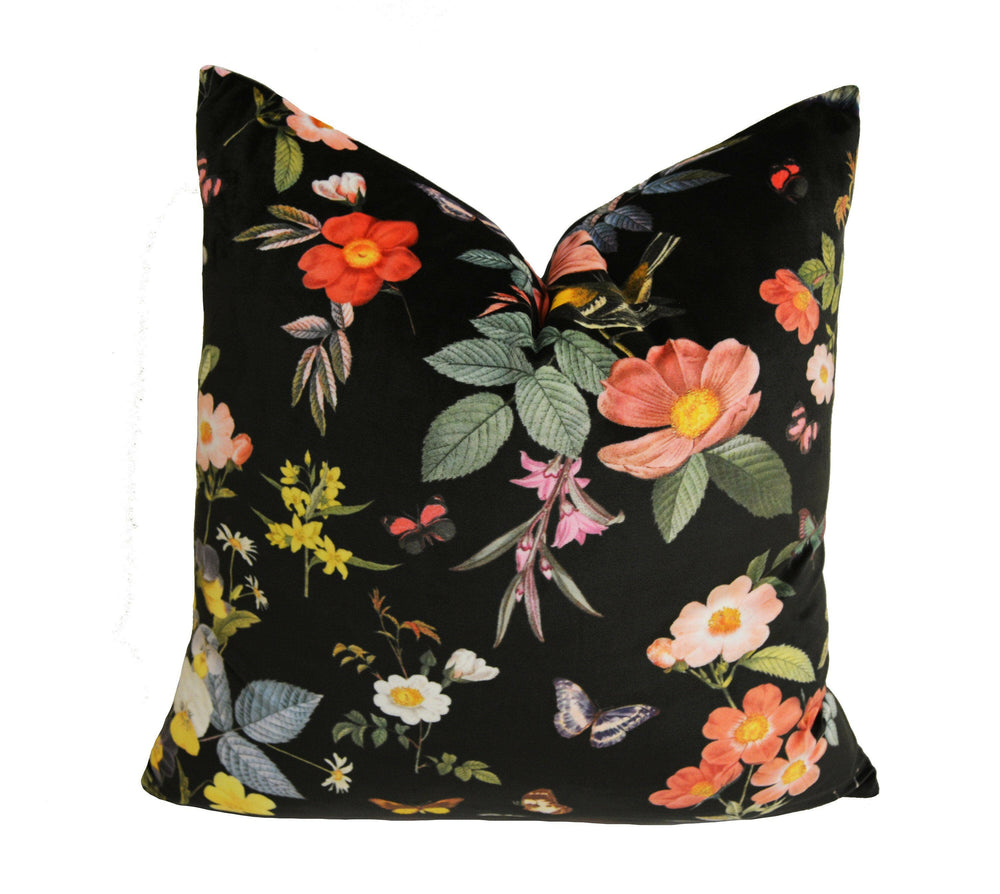 Clarke & Clarke - Ava Velvet - Black - Velvet Cushion Cover Throw Pillow Designer Home Decor.