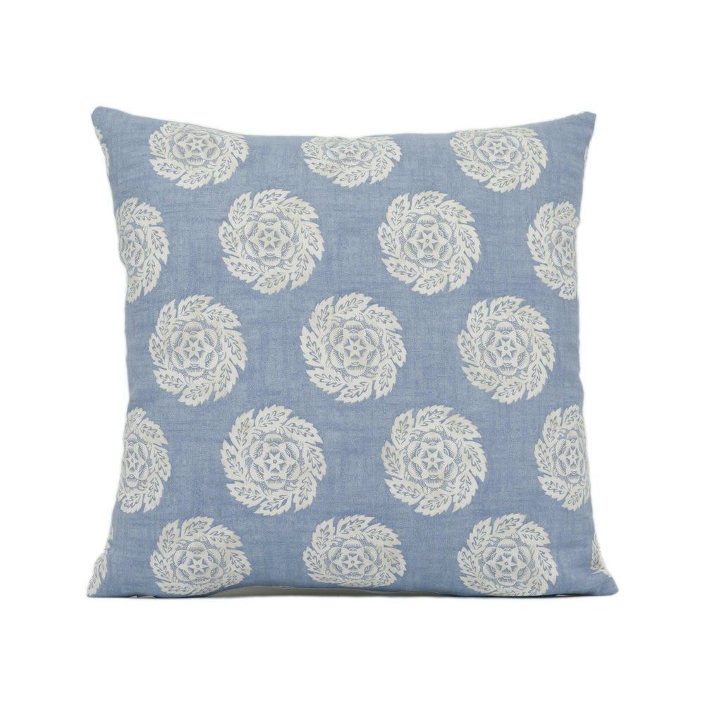 William Yeoward - Designers Guild - Barrameda - Sky - Floral Rosette Cushion Cover - Handmade Throw Pillow - Designer Home Décor.