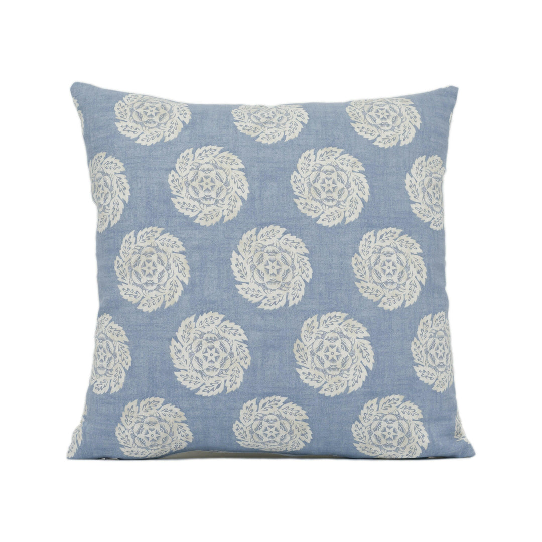 William Yeoward - Designers Guild - Barrameda - Sky - Floral Rosette Cushion Cover - Handmade Throw Pillow - Designer Home Décor.