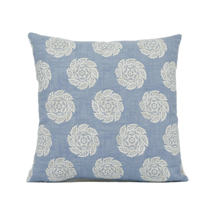 William Yeoward - Designers Guild - Barrameda - Sky - Floral Rosette Cushion Cover - Handmade Throw Pillow - Designer Home Décor.