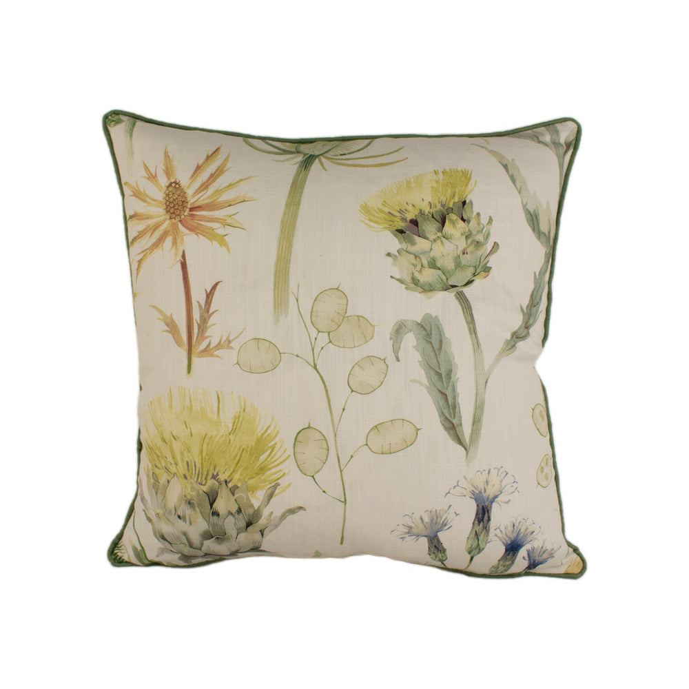 Sanderson - Thistle Garden - Ochre / Olive - Stunning Contrast Piped Designer Cushion Cover Home Décor Throw Pillow.