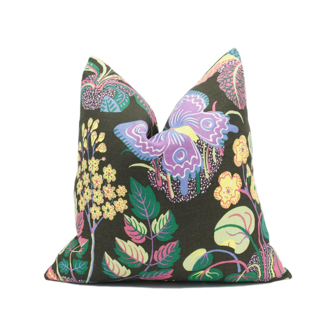 Schumacher - Exotic Butterfly - Black - Signature Josef Frank Whimsical Butterfly Designer Cushion Cover - Luxury Throw Pillow - Handmade.