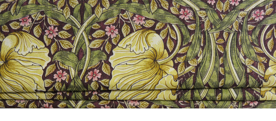 William Morris - Pimpernel - Aubergine / Olive - Made To Measure Professionally Made Roman Blind.