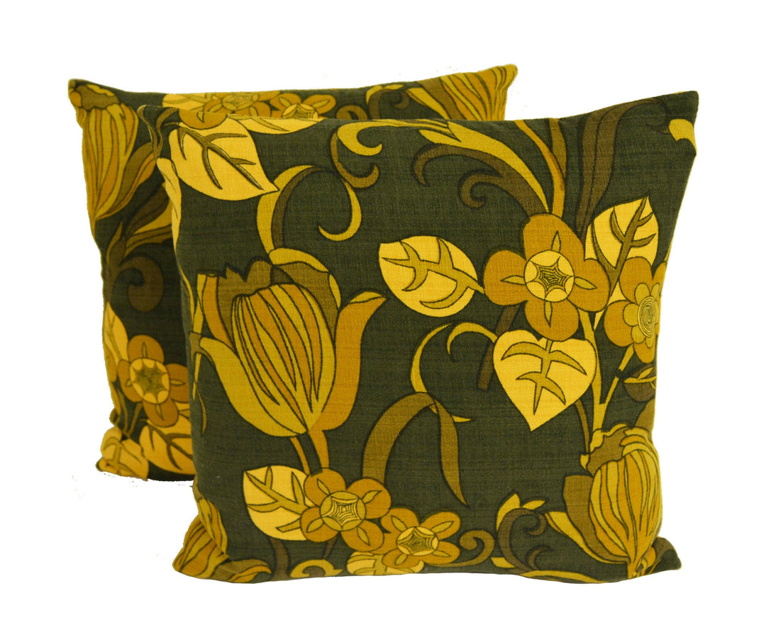 Vintage 1950's Indanthren Barkcloth Cotton Cushion Cover.
