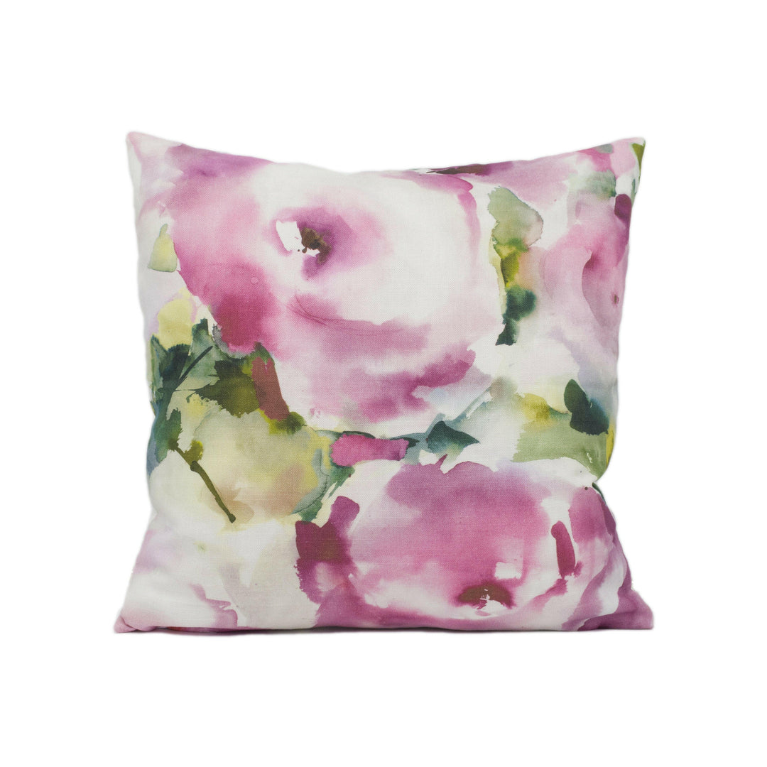 Voyage - Rosa - Peony - Beautiful Large Scale Painterly Watercolour Floral Cushion Cover - Handmade Throw Pillow - Designer Home Décor.