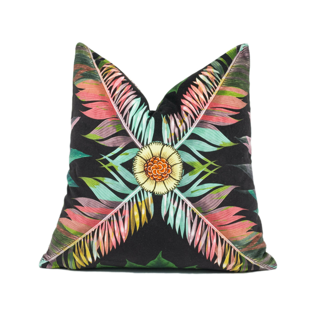Designers Guild x Christian Lacroix - Feather Park Soft - Jais - Bold Feather Velvet Cushion Cover - Luxury Leaf Pillow Cover - Custom Decor.