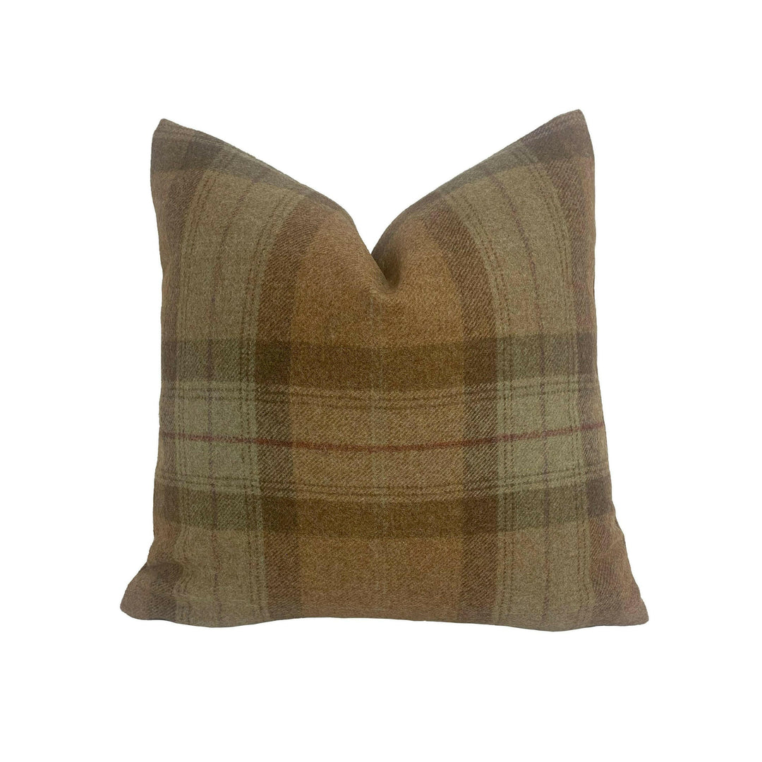 Abraham Moon - Skye - Sage -  100% Wool Cushion Cover - Designer Plaid Pillow Cover - Handmade Custom Abraham Moon Pillow - Neutral Wool.