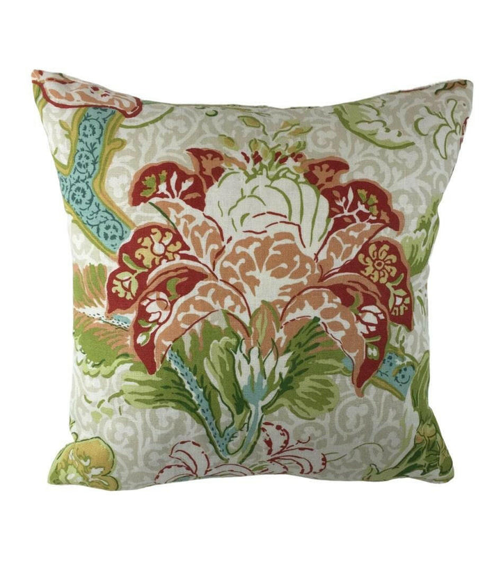 Schumacher - Ariella Jacobean - Ecru - Stunning Traditional Floral Classic Designer Cushion Cover - Handmade Throw Pillow Luxury Home Decor.