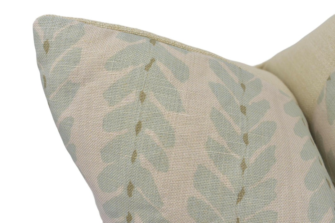 Schumacher x Veere Greeney - Woodperry - Aqua - Modern Classic Botanical Stripe Designer Cushion Cover - Luxury Linen Pillow Cover - Custom.