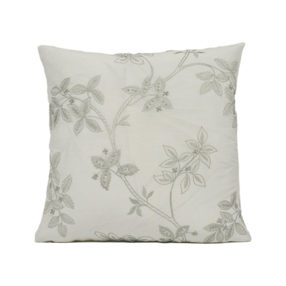 James Hare - Trailing Tree Silk - Linen - Chic Delicate Embroidered Silk Cushion Cover - Handmade Throw Pillow - Designer Home Décor.