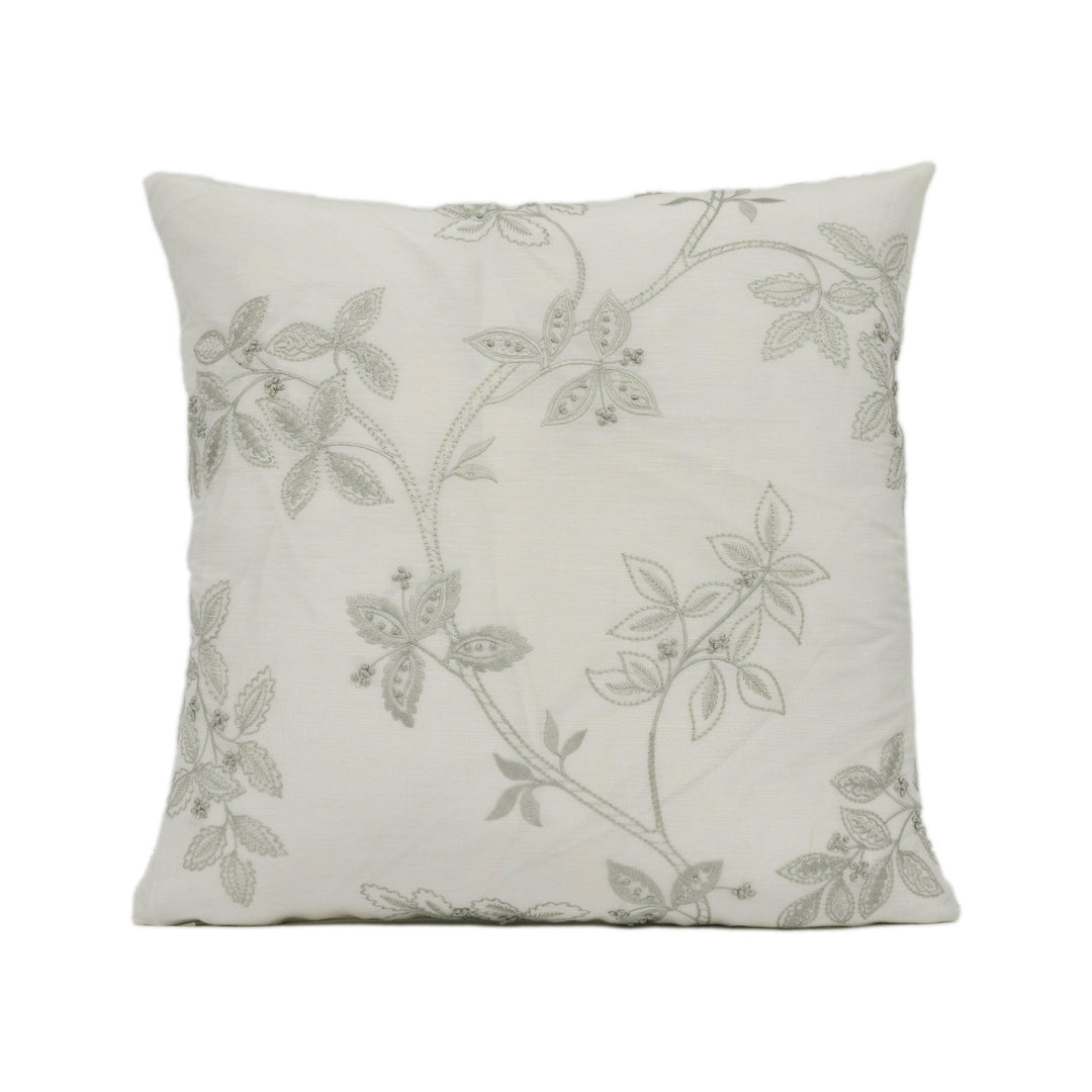 James Hare - Trailing Tree Silk - Linen - Chic Delicate Embroidered Silk Cushion Cover - Handmade Throw Pillow - Designer Home Décor.