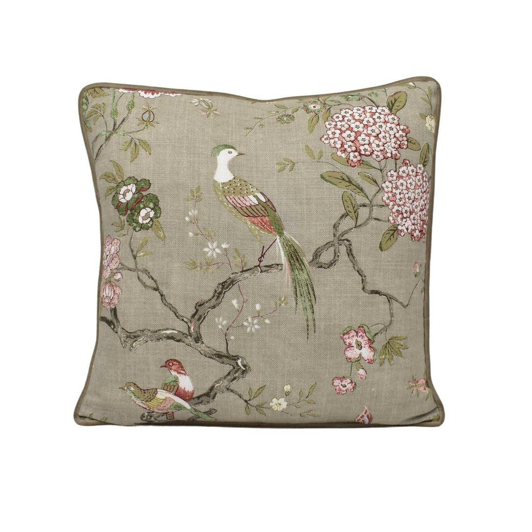 GP & J Baker - Oriental Bird Signature - Mole - Graceful Trailing Bird Chinoiserie Designer Cushion Cover - Luxury Throw Pillow Handmade.
