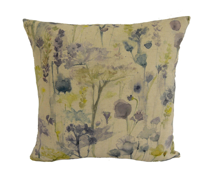 Voyage - Ilinizas - Lemon Natural - Elegant Watercolour Meadow Cushion Cover - Handmade Throw Pillow - Designer Home Decor.