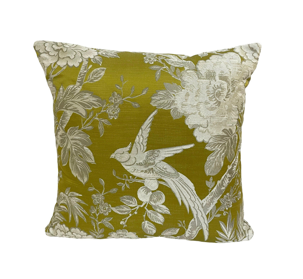 Clarke and Clarke - Avium - Chartreuse - Cushion Cover Throw Pillow Designer Home Décor.