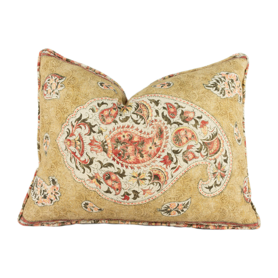 GP & J Baker - Coromandel - Tobacco - Intricately Detailed Kashmir Paisley Designer Cushion Cover - Luxury Throw Pillow - Handmade Home Deco.