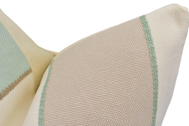 Colefax and Fowler - Callan Stripe - Aqua - Understated Embroidered Stripe Designer Cushion Cover - Luxury Throw Pillow - Handmade Home.