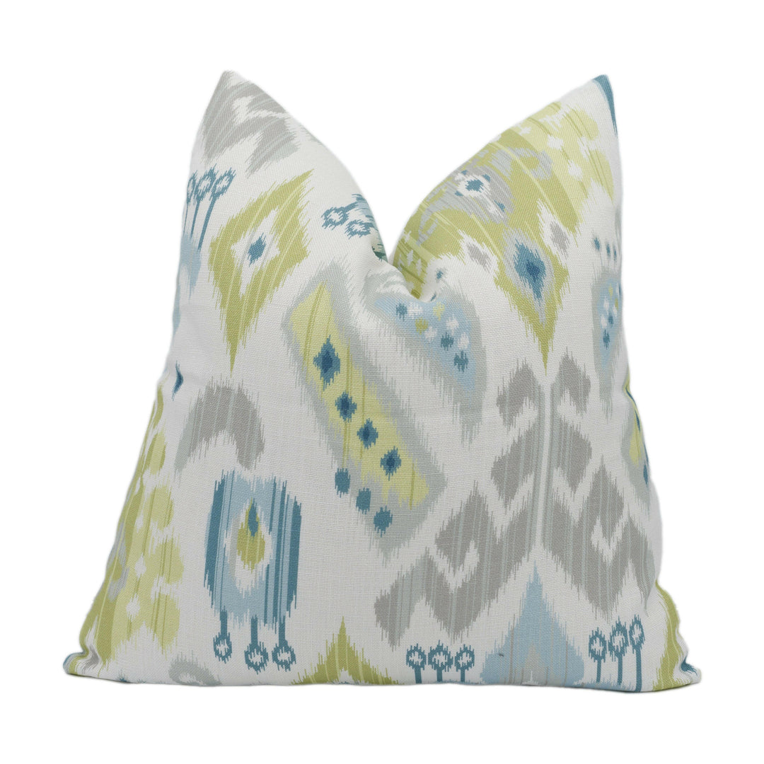 Jane Churchill - Nuri - Aqua / Lime - Stunning Handmade Cushion Cover Throw Pillow Designer Home Décor.