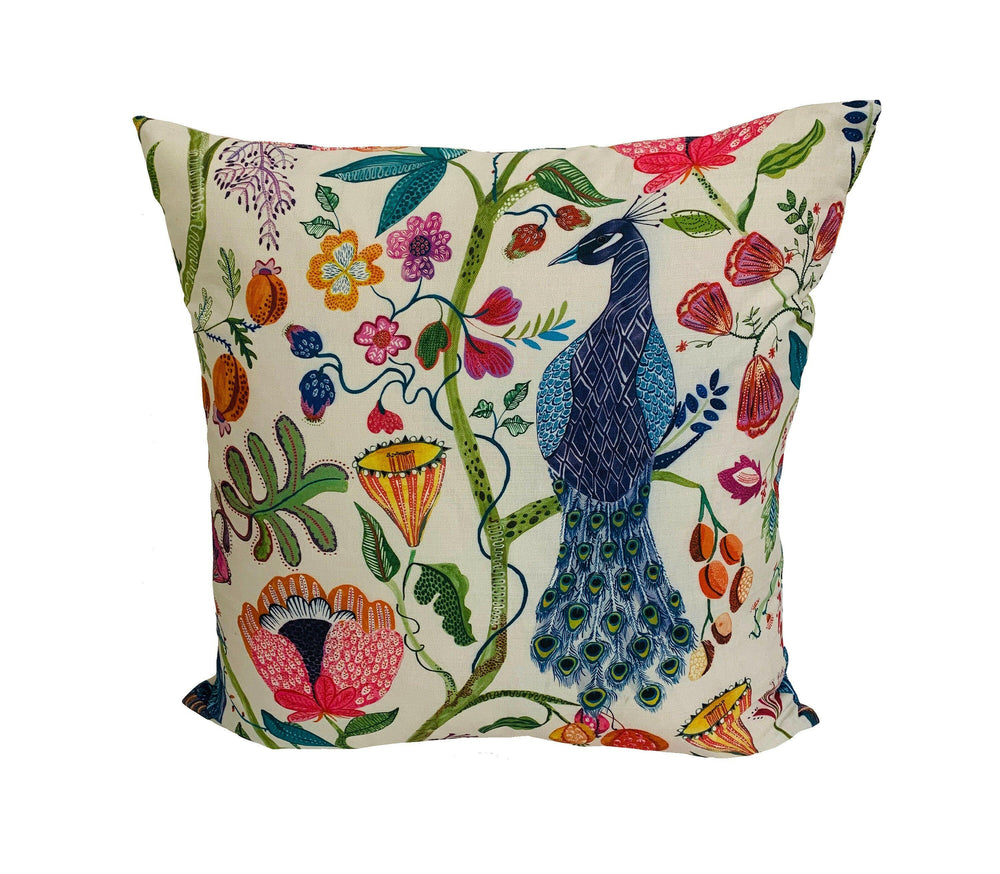 Voyage - Barabadur - Summer Ecru - Stunning Floral Cushion Cover Throw Pillow Designer Home Decor.
