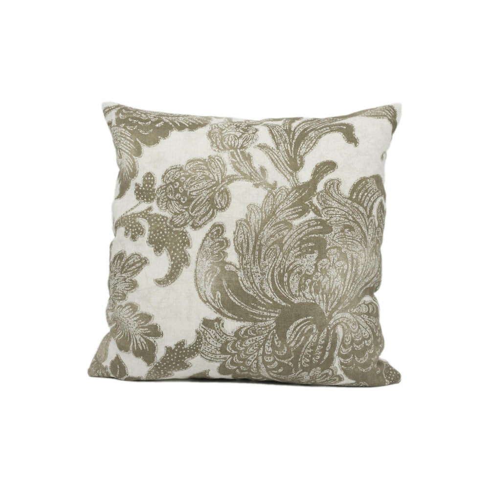 Zoffany - Gilded Damask - Snow / Linen - Beautiful Large Scale Floral Damask Cushion Cover - Handmade Throw Pillow - Designer Home Décor.