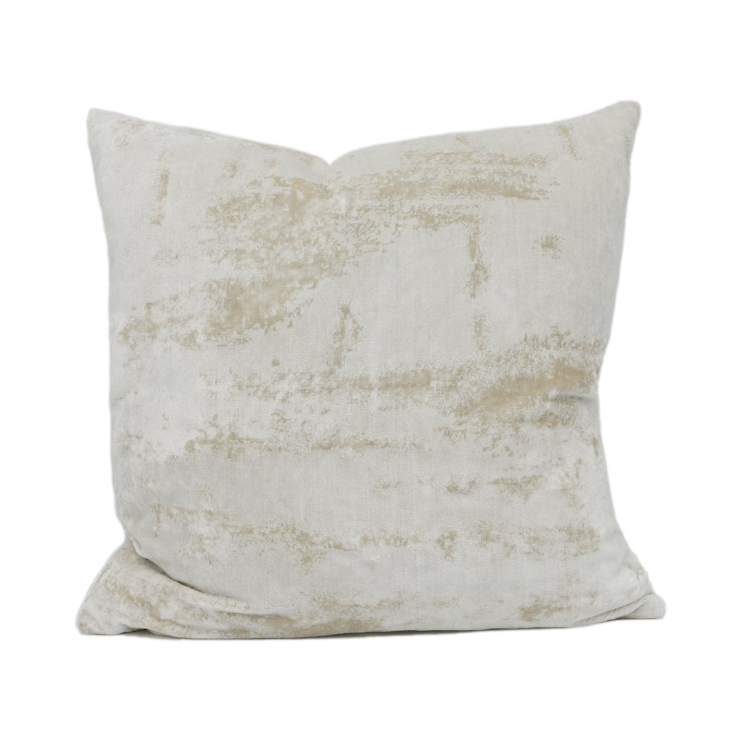 Chic Modern Distressed Cream Velvet Cushion Cover - Handmade Throw Pillow - Designer Home Décor