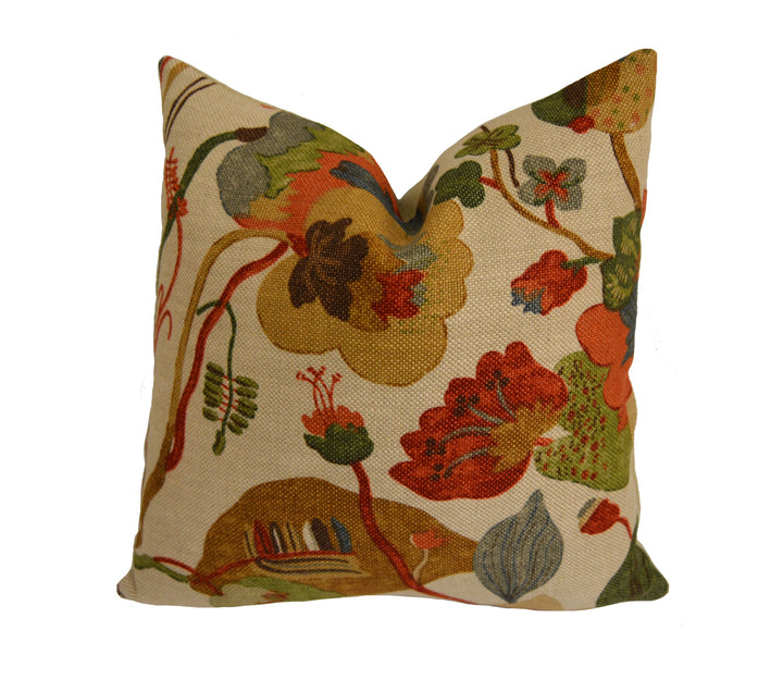 G.P. & J. Baker - California - Red and Cream - Complex Floral Botanical Designer Cushion Cover - Luxury Throw Pillow - Handmade Home