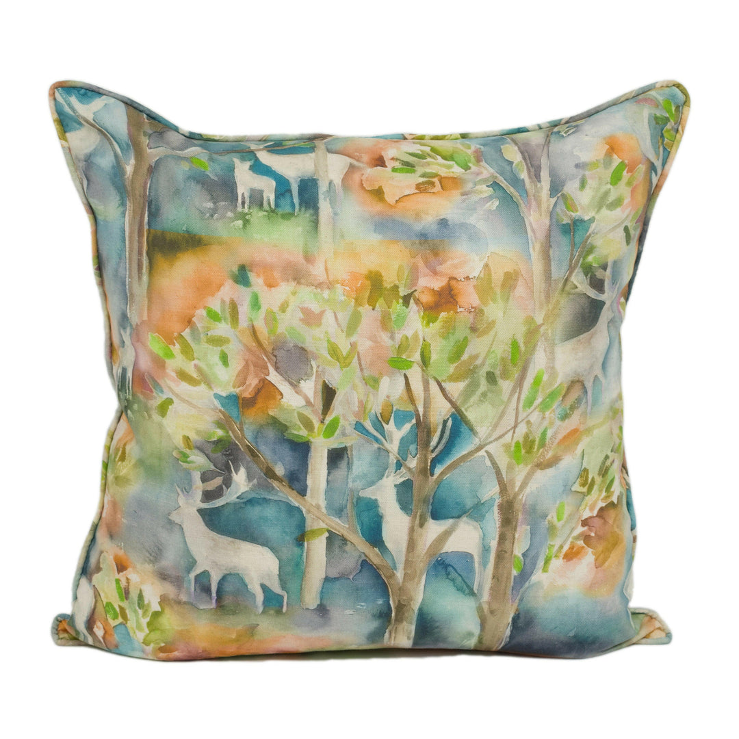 Voyage Decoration - Seneca Forest - Autumn - Majestic Self Piped Watercolour Deer Cushion Cover - Handmade Throw Pillow Designer Home Décor.