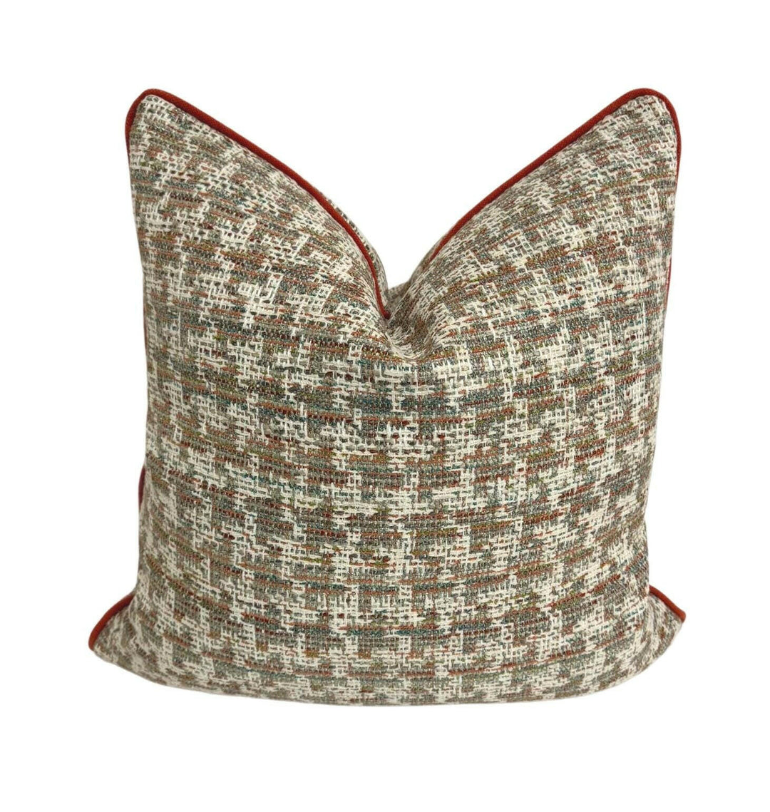 Clarke and Clarke - Yves - Autumn - Basketweave Modern Check Designer Cushion Cover - Luxury Throw Pillow - Handmade Home Decor.
