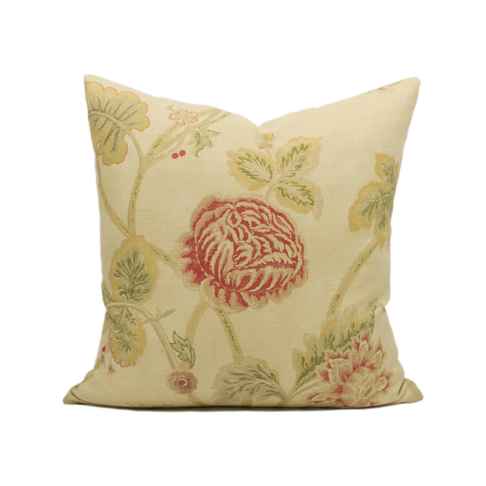 Colefax and Fowler - Berwick - Red / Green - Vintage Inspired Trailing Floral Cushion Cover - Handmade Throw Pillow - Designer Home Décor.