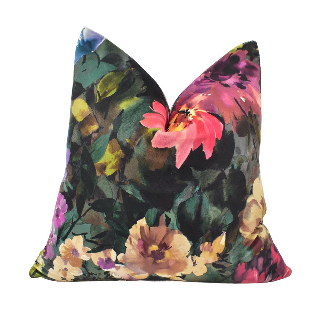 Clarke and Clarke - Tahita - Amethyst / Emerald - Relaxing Tropical Jungle Floral Designer Cushion Cover - Luxury Throw Pillow - Handmade.