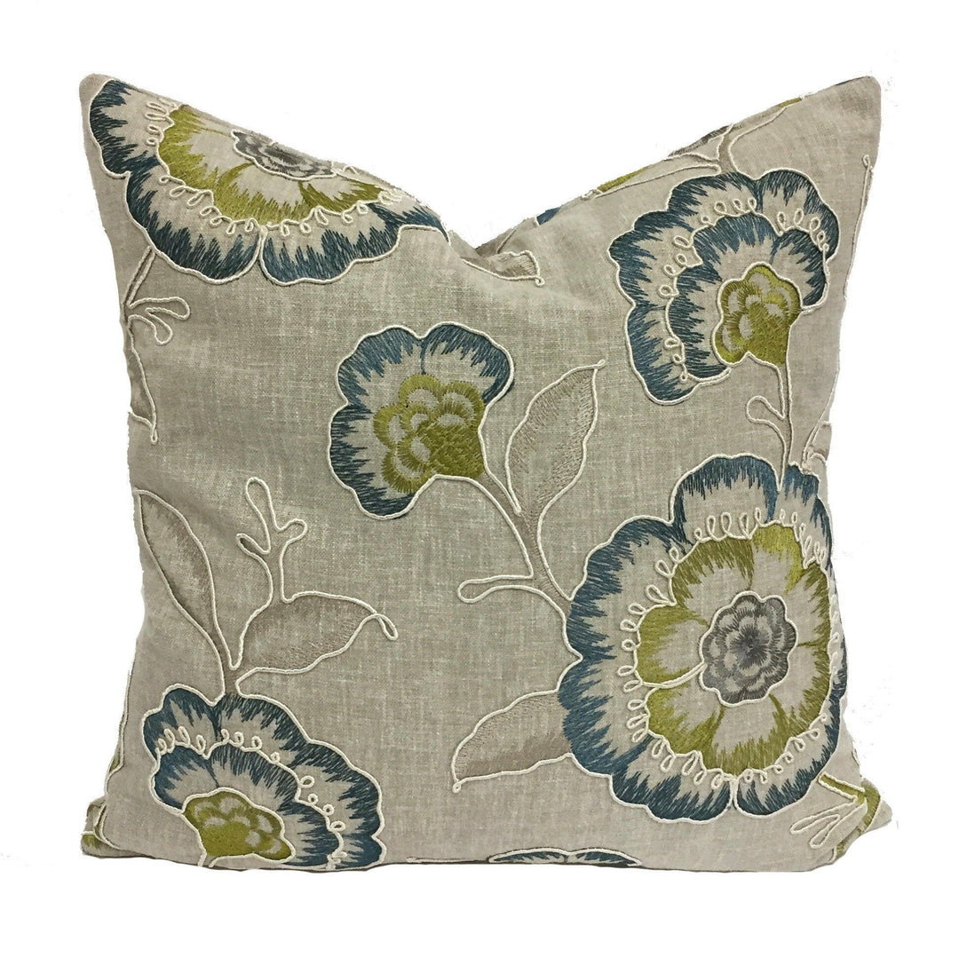 Clarke and Clarke - Richmond - Teal / Acacia - Stunning Embroidered Designer Cushion Cover Throw Pillow Home Decor.
