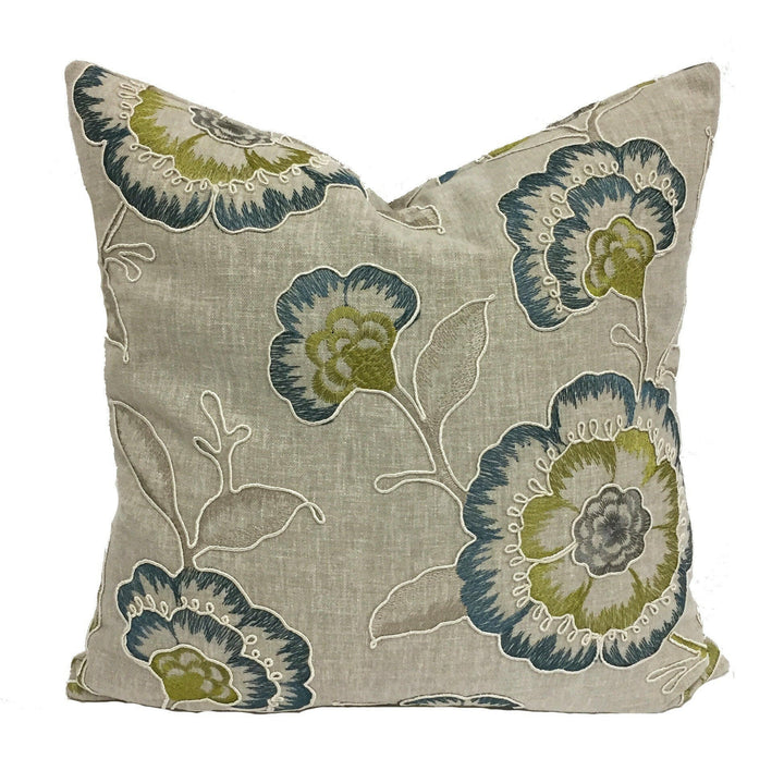 Clarke and Clarke - Richmond - Teal / Acacia - Stunning Embroidered Designer Cushion Cover Throw Pillow Home Decor.