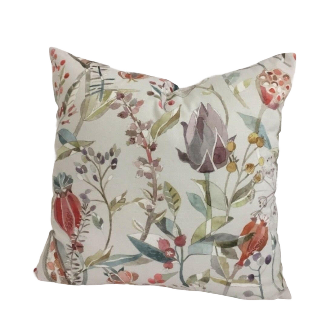 Voyage - Kelston - Cinnamon - Rich Botanical Watercolour Sketch Cushion Cover - Handmade Throw Pillow Designer Home Decor.
