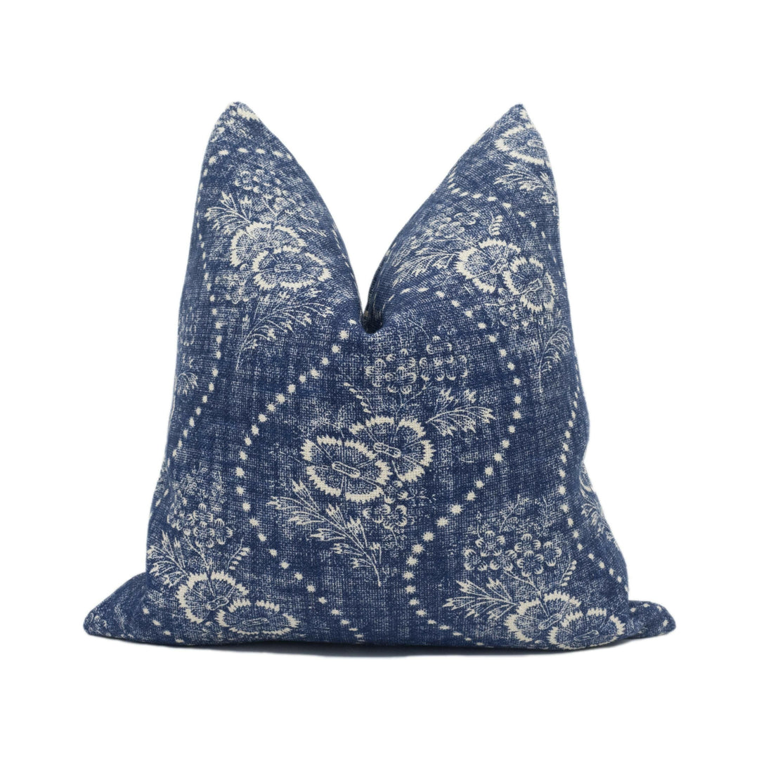Ralph Lauren - Etienne Floral Stripe - Indigo - Vintage Inspired Floral Cushion Cover - Handmade Throw Pillow - Designer Home Décor.
