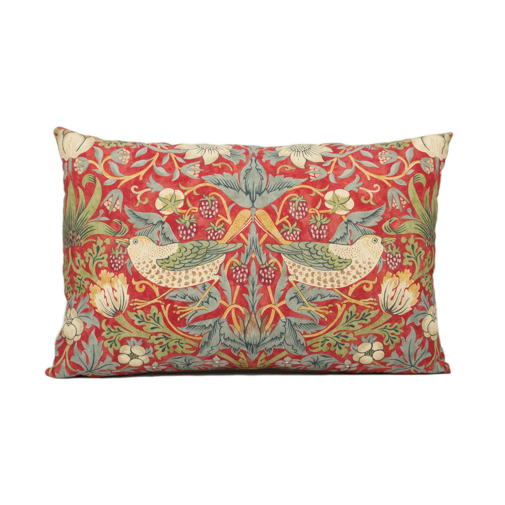 William Morris - Strawberry Thief - Crimson / Slate - Stunning Iconic Classic Designer Cushion Cover - Handmade Home Decor - Luxury Throw.