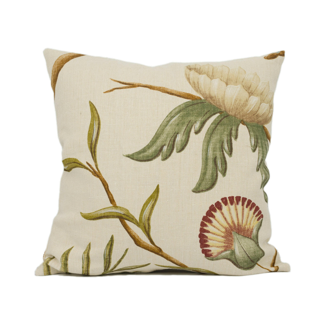 Lewis & Wood - Adam's Eden - Taupe - Trailing Floral Vine Birds Cushion Cover - Handmade Throw Pillow - Designer Home Décor.